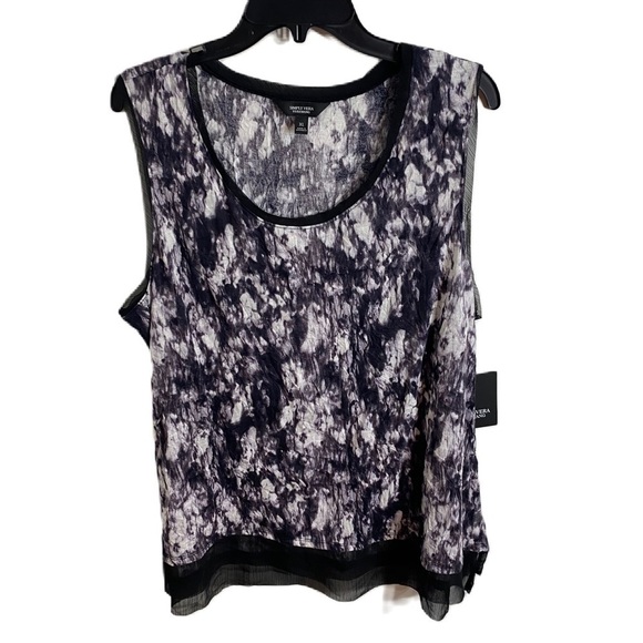 Simply Vera Wang Abstract Tank Top NEW Blouse Shirt XL Black White Gray - Picture 1 of 8